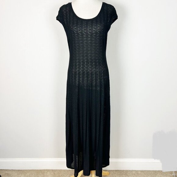 Peruvian Connection Cotton Crochet Maxi Dress Boho Witchy Size Large Women's - Picture 1 of 6